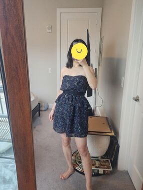 BCBGeneration Navy Strapless Multicolor Confetti Dress